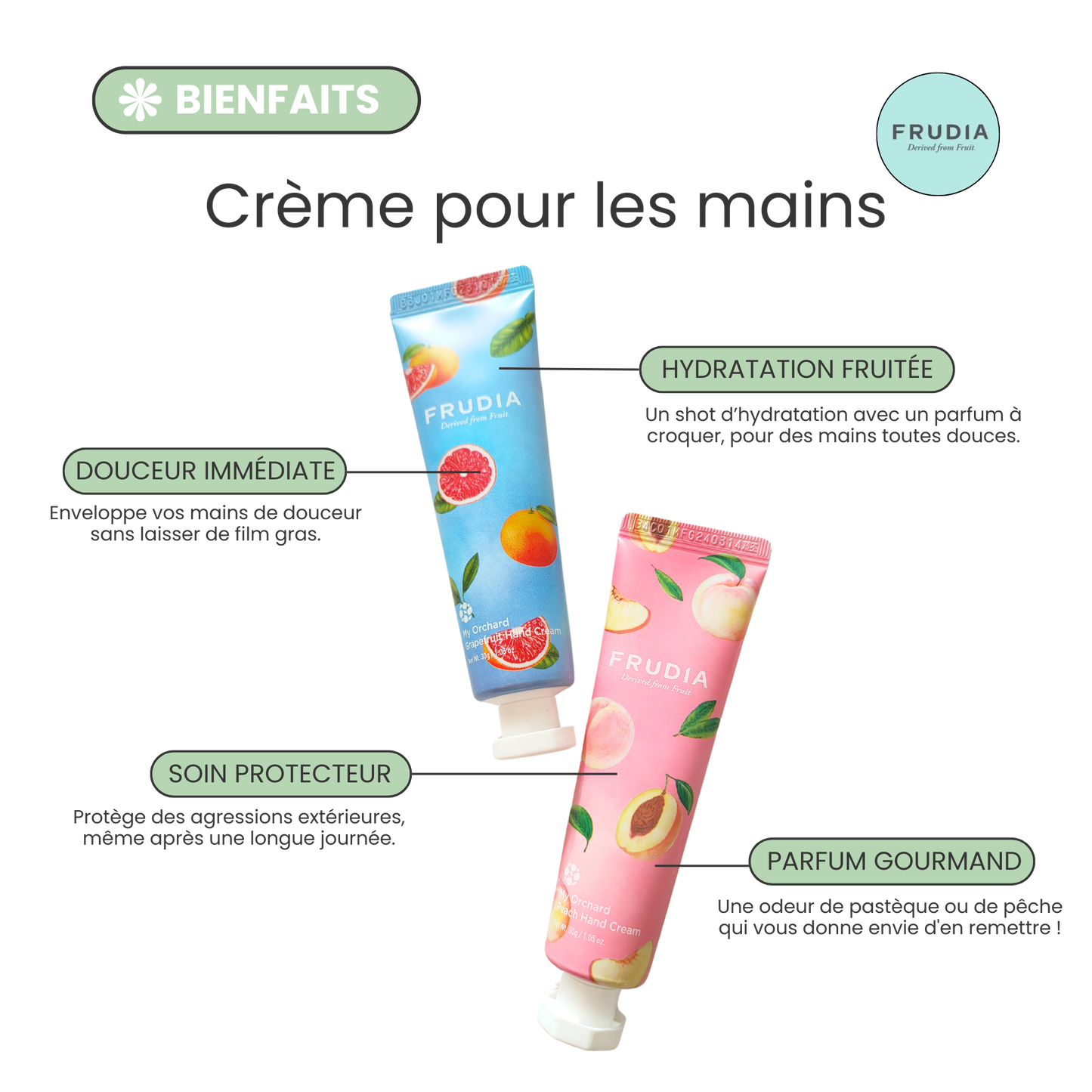 Crème de mains hydratante et fruitée - Frudia